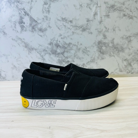 Toms Alpargata Boardwalk Platform Slip On Wom US 8.5 UK 6.5 EU 39 Emoji Graphics - Picture 3 of 7